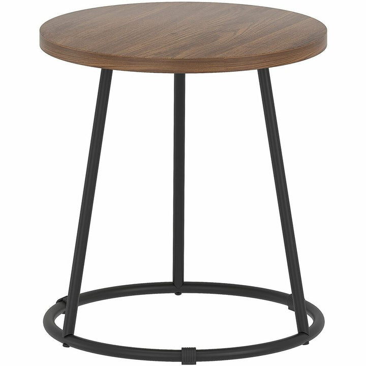 Image of Lorell End Table, Round, Steel Base, 19"x19-3/4", Walnut