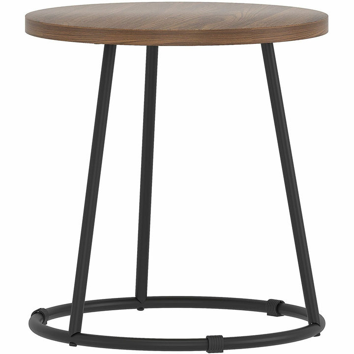 Image of Lorell End Table, Round, Steel Base, 19"x19-3/4", Walnut