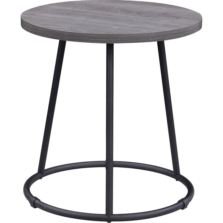 Image of Lorell End Table, Round, Steel Base, 19"x19-3/4", WCharcoal
