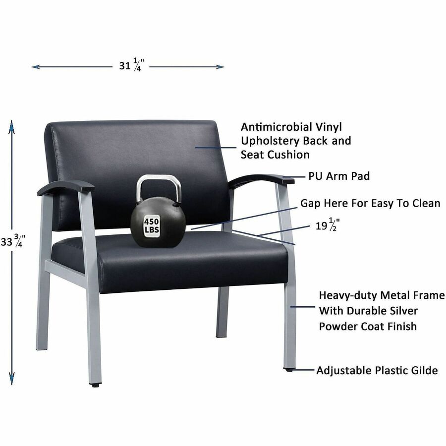 Image of Lorell Guest Chair,Antimicrobial,450lb,30-7/8"x19-1/8"x34-1/4",BKSR