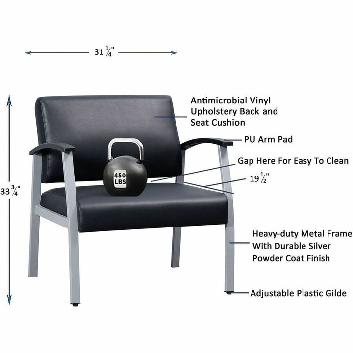 Image of Lorell Guest Chair,Antimicrobial,450lb,30-7/8"x19-1/8"x34-1/4",BKSR