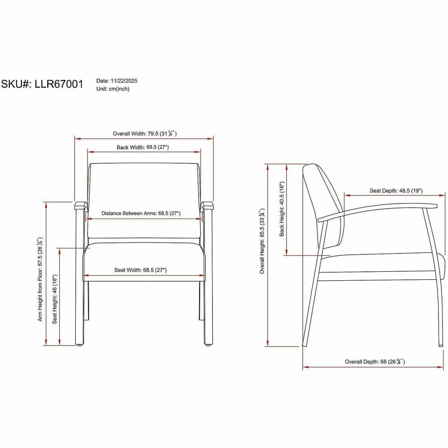 Image of Lorell Guest Chair,Antimicrobial,450lb,30-7/8"x19-1/8"x34-1/4",BKSR