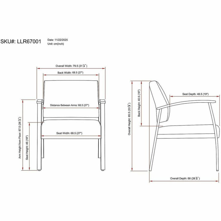 Image of Lorell Guest Chair,Antimicrobial,450lb,30-7/8"x19-1/8"x34-1/4",BKSR