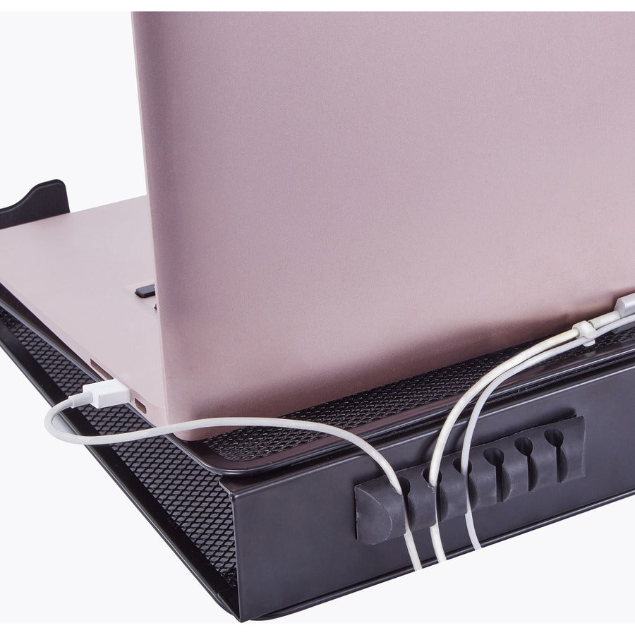 Image of Lorell Laptop Stand, Steel Mesh, 13"x11-1/12"x3-1/2", Black