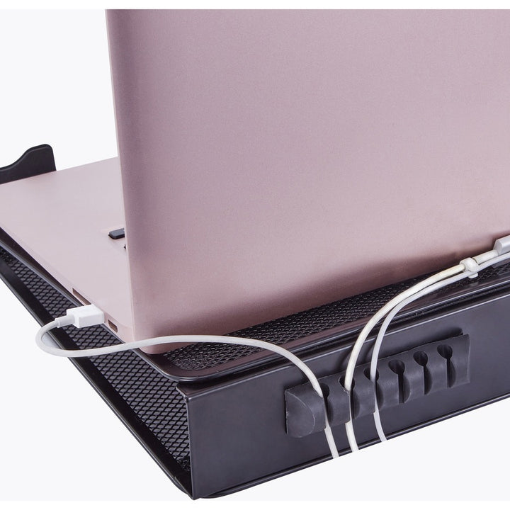 Image of Lorell Laptop Stand, Steel Mesh, 13"x11-1/12"x3-1/2", Black