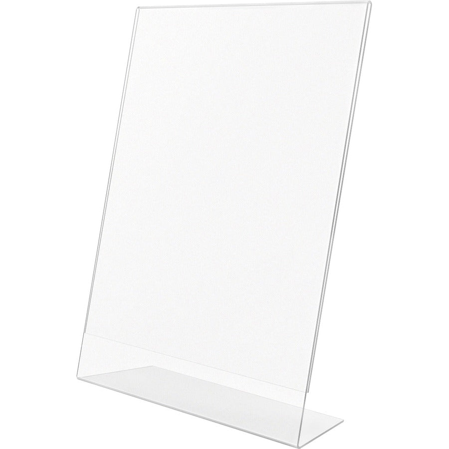 Image of Lorell 49208 L-base Slanted Sign Holder Stand, Support 8.50" x 11" Media, Acrylic, Clear, 3 / Pack