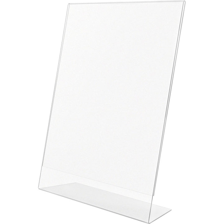 Image of Lorell 49208 L-base Slanted Sign Holder Stand, Support 8.50" x 11" Media, Acrylic, Clear, 3 / Pack