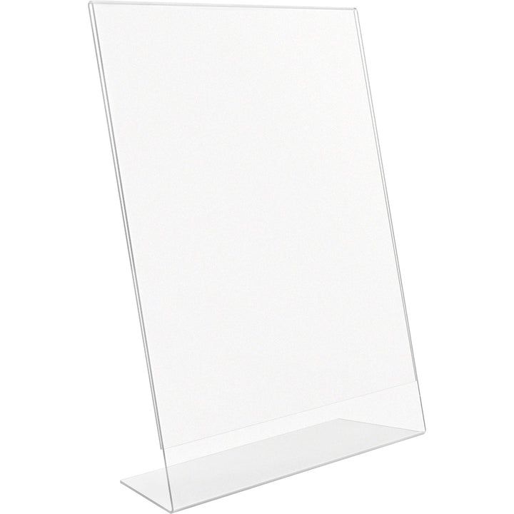 Image of Lorell 49208 L-base Slanted Sign Holder Stand, Support 8.50" x 11" Media, Acrylic, Clear, 3 / Pack