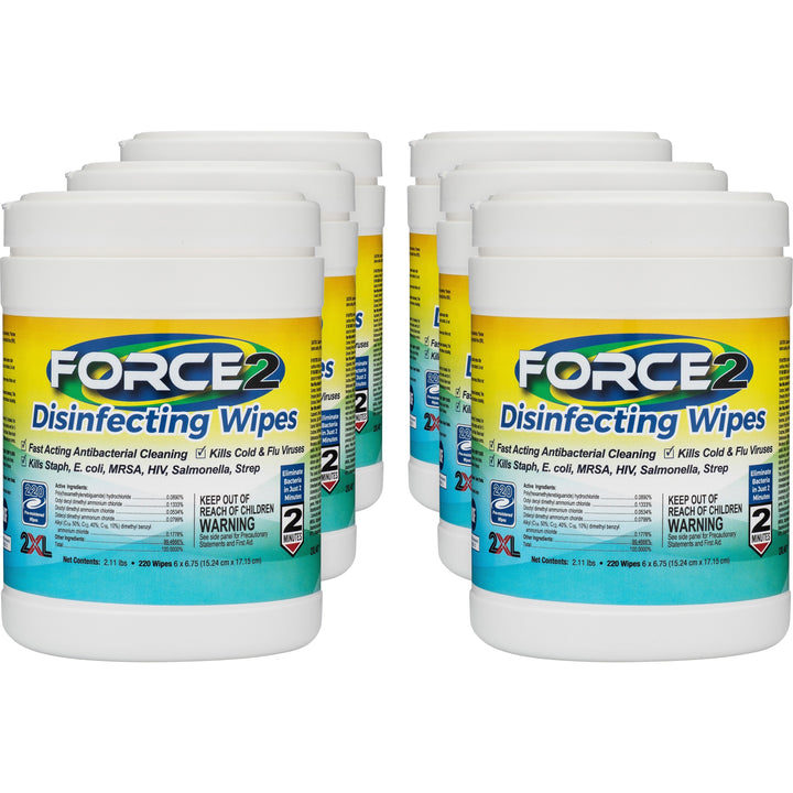 Image of 2XL Disinfecting Wipes, 6"Wx6-3/4"H, 220/Can, 6 Can/CT, White