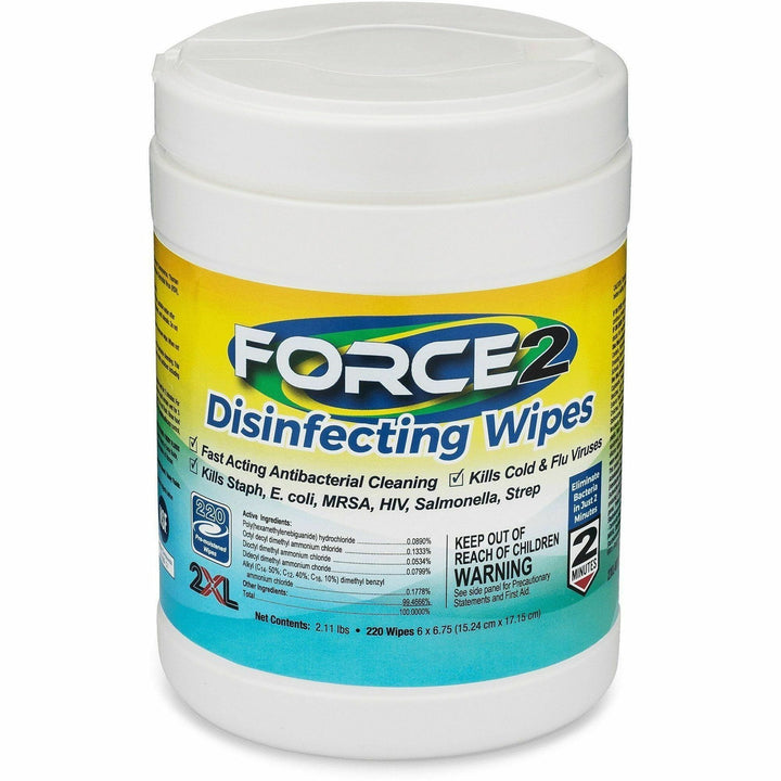 Image of 2XL Disinfecting Wipes, 6"Wx6-3/4"H, 220/Can, 6 Can/CT, White