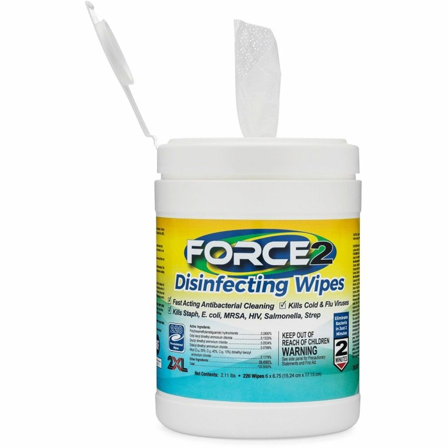 Image of 2XL Disinfecting Wipes, 6"Wx6-3/4"H, 220/Can, 6 Can/CT, White