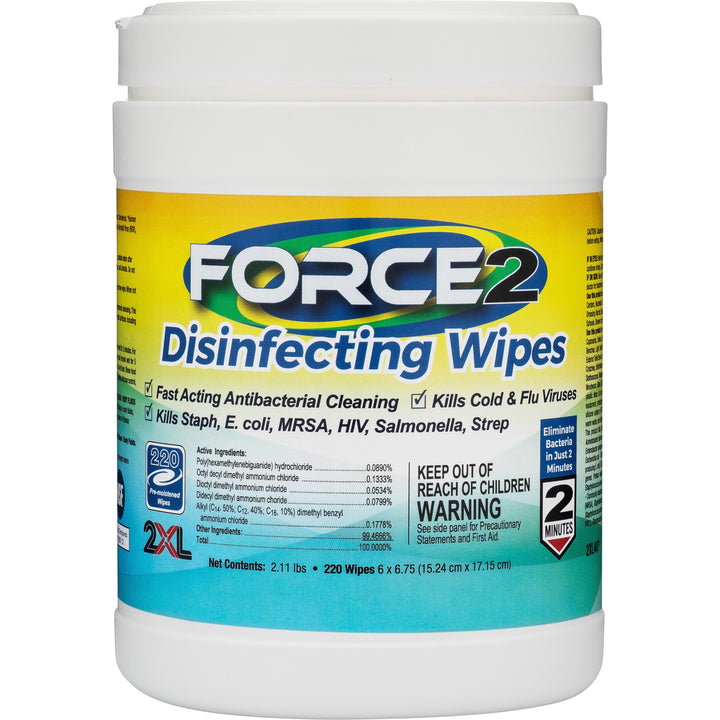 Image of 2XL Disinfecting Wipes, 6"Wx6-3/4"H, 220/Can, 6 Can/CT, White