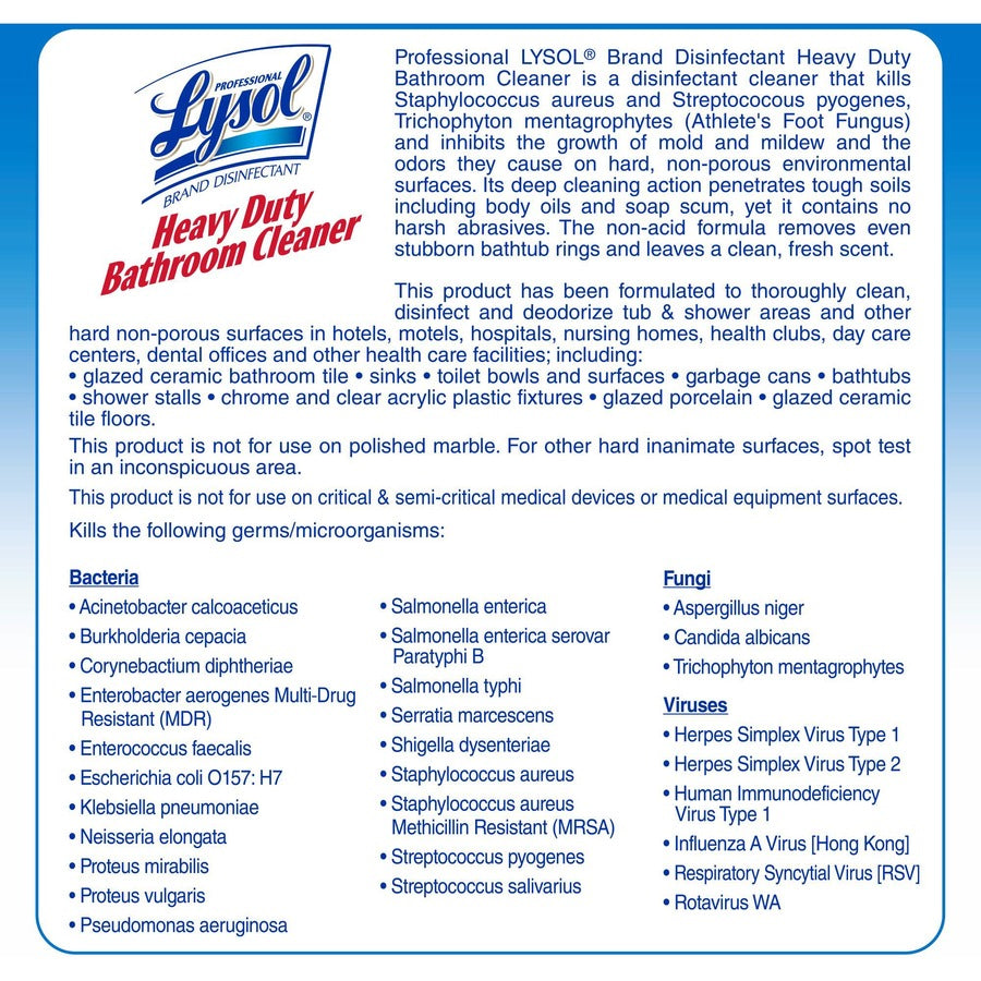 Image of Professional Lysol 94201 Heavy-Duty Disinfectant Bathroom Cleaner