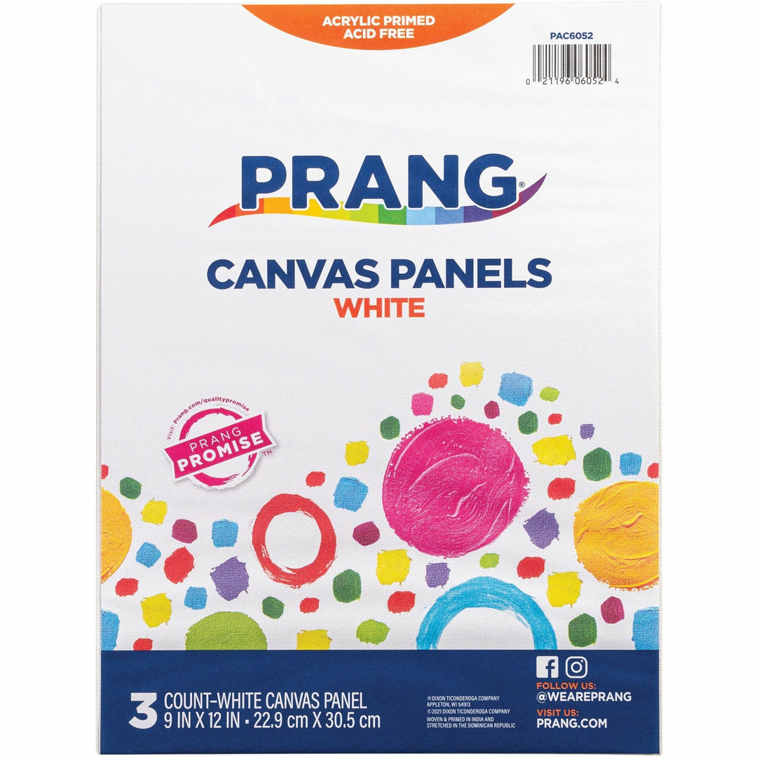 Image of Prang AC6052 Canvas Panels, Painting, Art, 3 Piece(s), 9" W x 12" Length, White, Acrylic, 3 / Pack