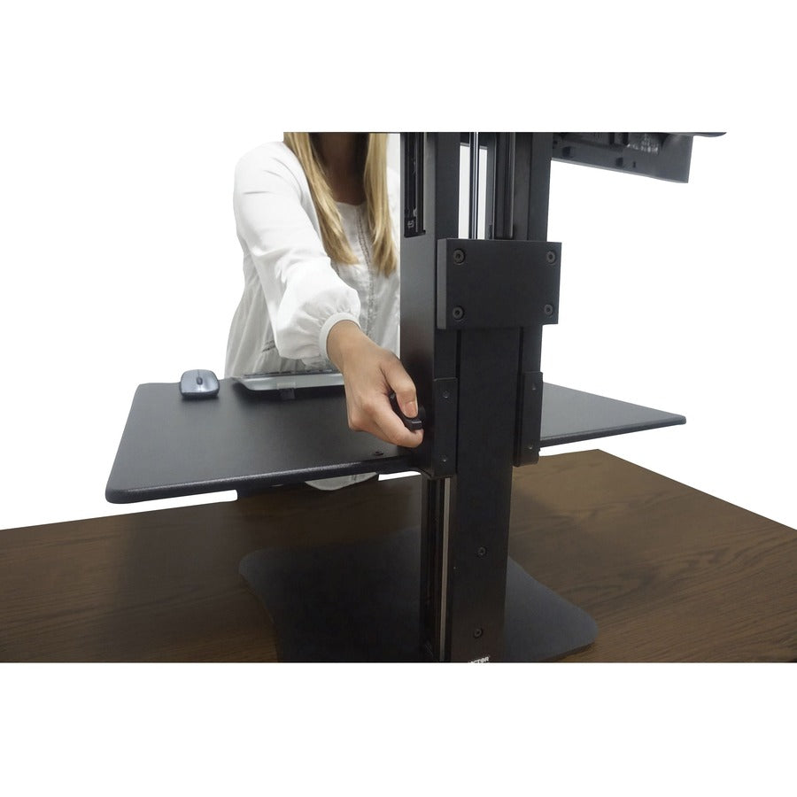 Image of Victor® High Rise Dual Monitor Standing Desk Workstation, 28" X 23" X 10.5" To 15.5", Black
