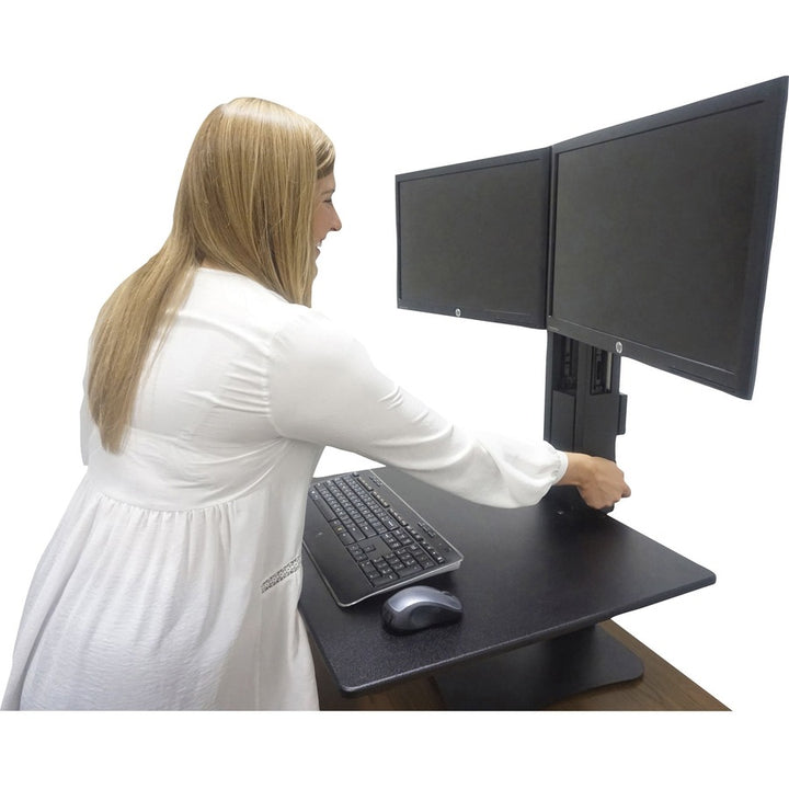 Image of Victor® High Rise Dual Monitor Standing Desk Workstation, 28" X 23" X 10.5" To 15.5", Black