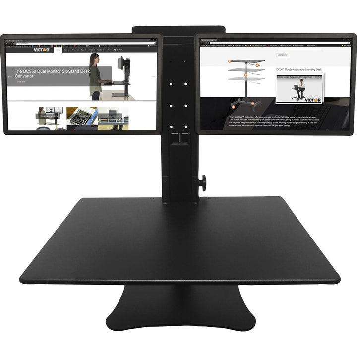 Image of Victor® High Rise Dual Monitor Standing Desk Workstation, 28" X 23" X 10.5" To 15.5", Black