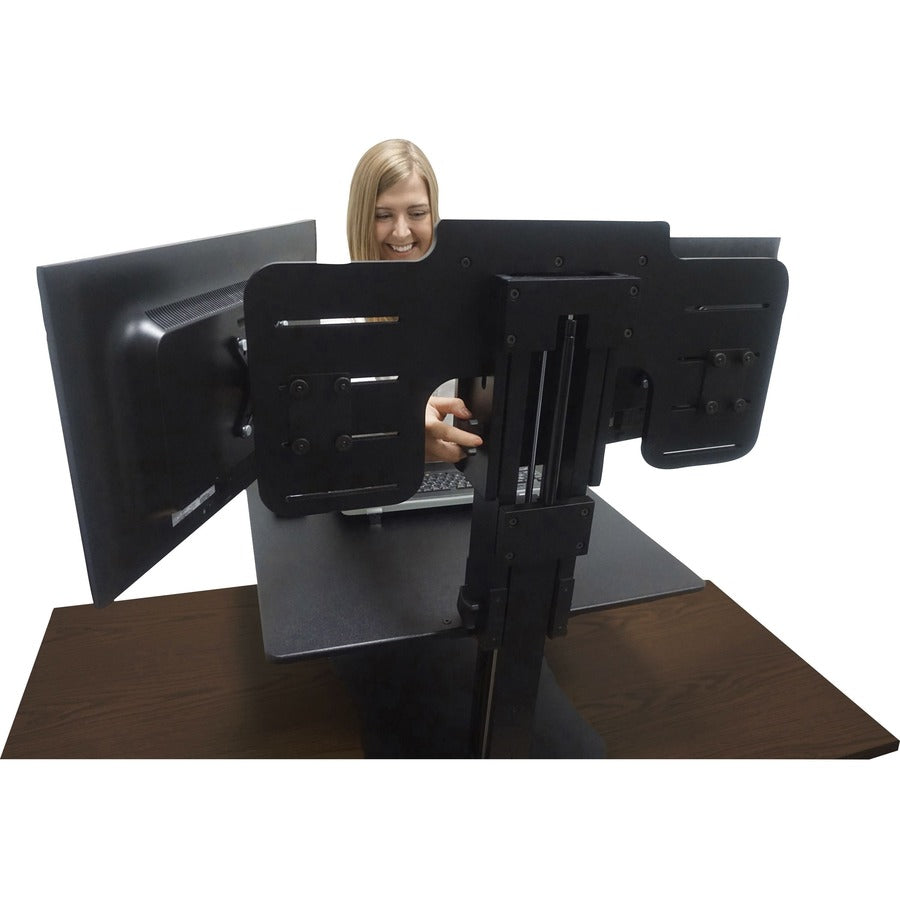 Image of Victor® High Rise Dual Monitor Standing Desk Workstation, 28" X 23" X 10.5" To 15.5", Black