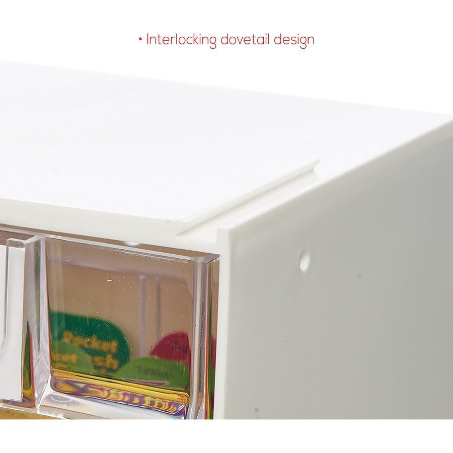 Image of deflecto® Bin System,Modular,9-Bin,23-5/8"x2-1/2"x3-5/16",White/CL