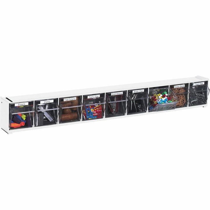 Image of deflecto® Bin System,Modular,9-Bin,23-5/8"x2-1/2"x3-5/16",White/CL