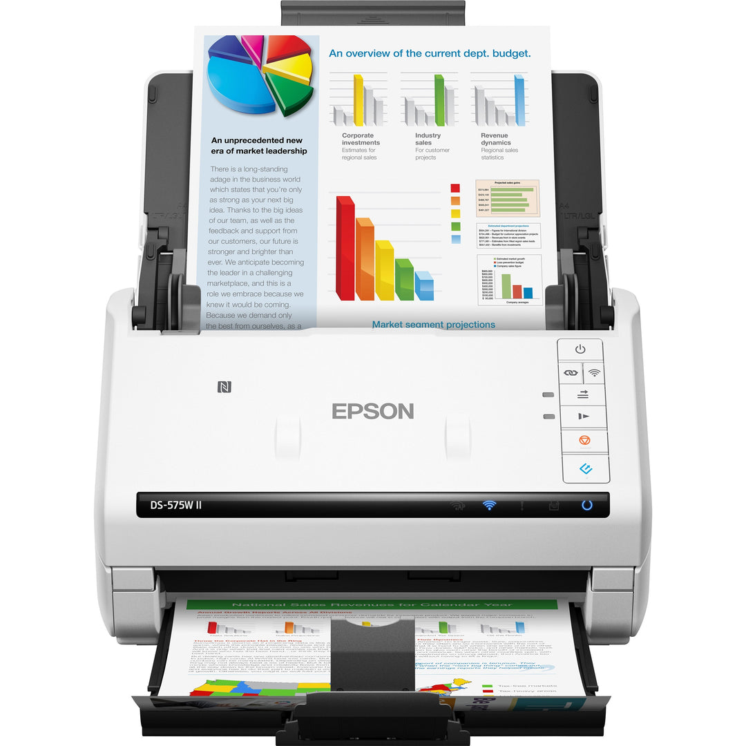 Image of Epson® Ds-575w Ii Wireless Color Duplex Document Scanner, 600 Dpi Optical Resolution, 50-Sheet Duplex Auto Document Feeder