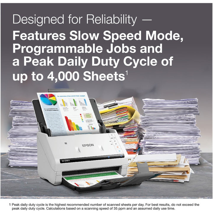 Image of Epson® Ds-575w Ii Wireless Color Duplex Document Scanner, 600 Dpi Optical Resolution, 50-Sheet Duplex Auto Document Feeder