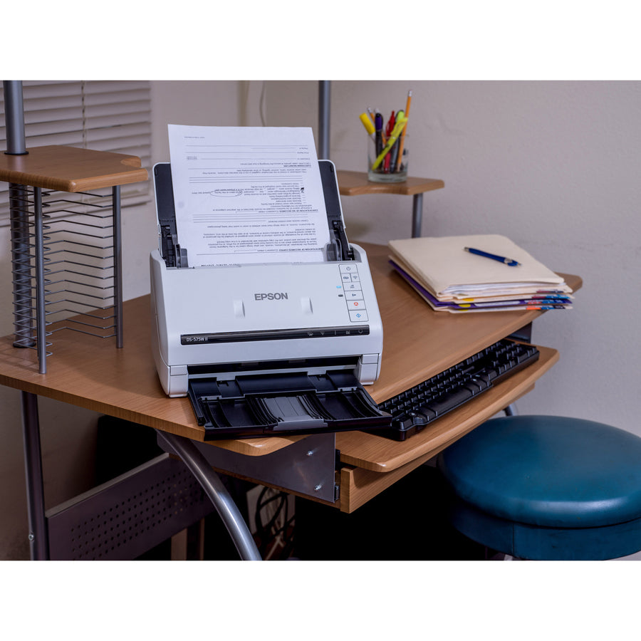 Image of Epson® Ds-575w Ii Wireless Color Duplex Document Scanner, 600 Dpi Optical Resolution, 50-Sheet Duplex Auto Document Feeder
