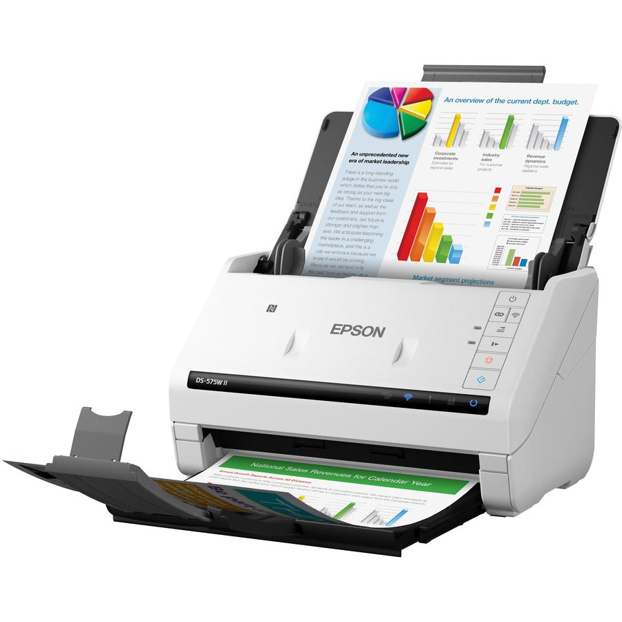 Image of Epson® Ds-575w Ii Wireless Color Duplex Document Scanner, 600 Dpi Optical Resolution, 50-Sheet Duplex Auto Document Feeder