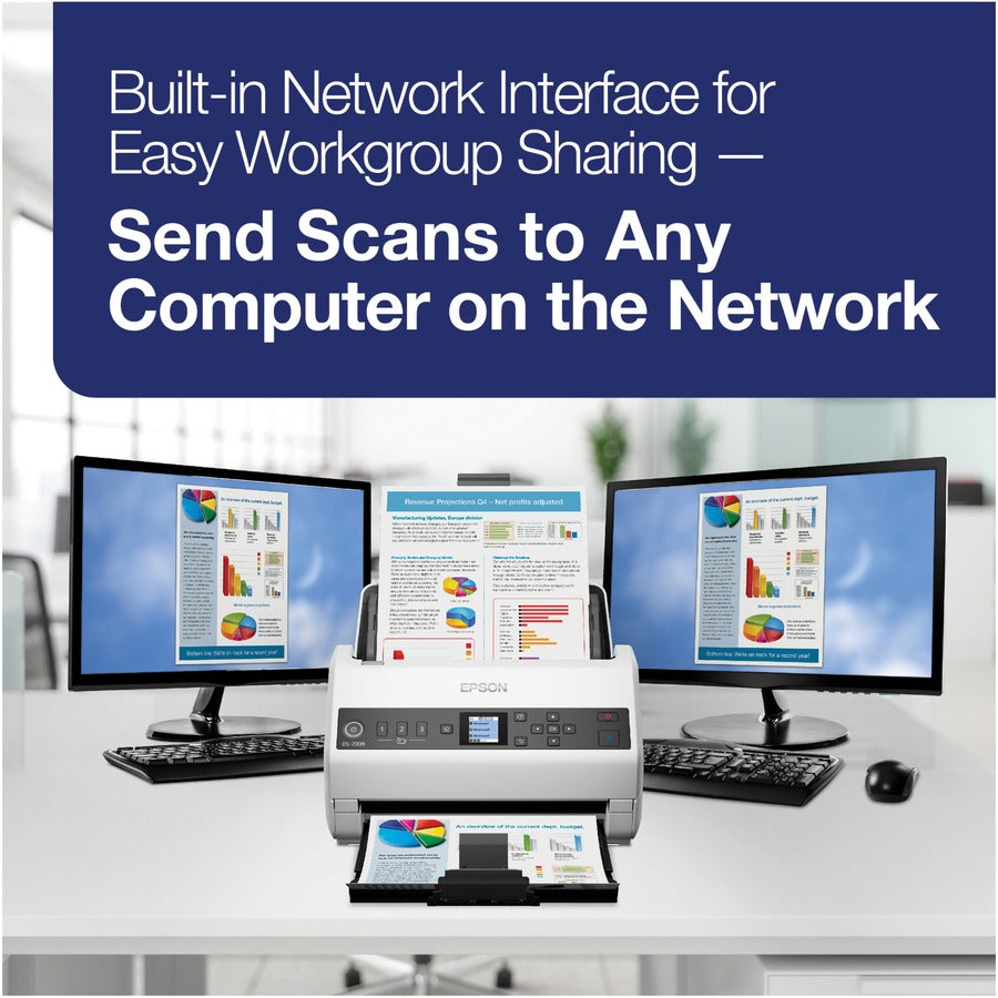 Image of Epson® Ds-730n Network Color Document Scanner, 600 Dpi Optical Resolution, 100-Sheet Duplex Auto Document Feeder