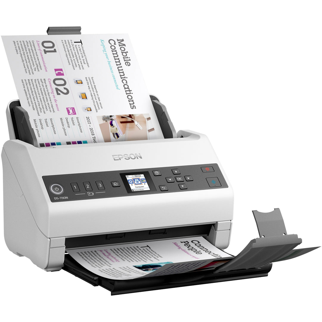 Image of Epson® Ds-730n Network Color Document Scanner, 600 Dpi Optical Resolution, 100-Sheet Duplex Auto Document Feeder