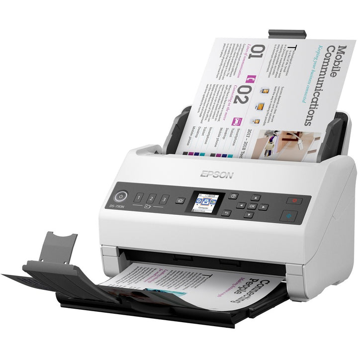 Image of Epson® Ds-730n Network Color Document Scanner, 600 Dpi Optical Resolution, 100-Sheet Duplex Auto Document Feeder