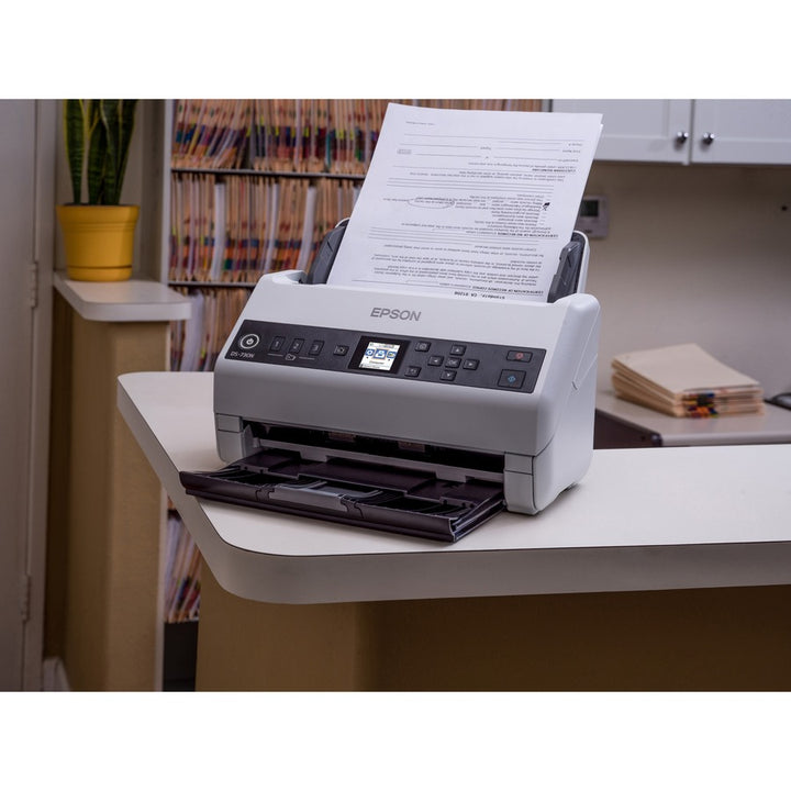 Image of Epson® Ds-730n Network Color Document Scanner, 600 Dpi Optical Resolution, 100-Sheet Duplex Auto Document Feeder