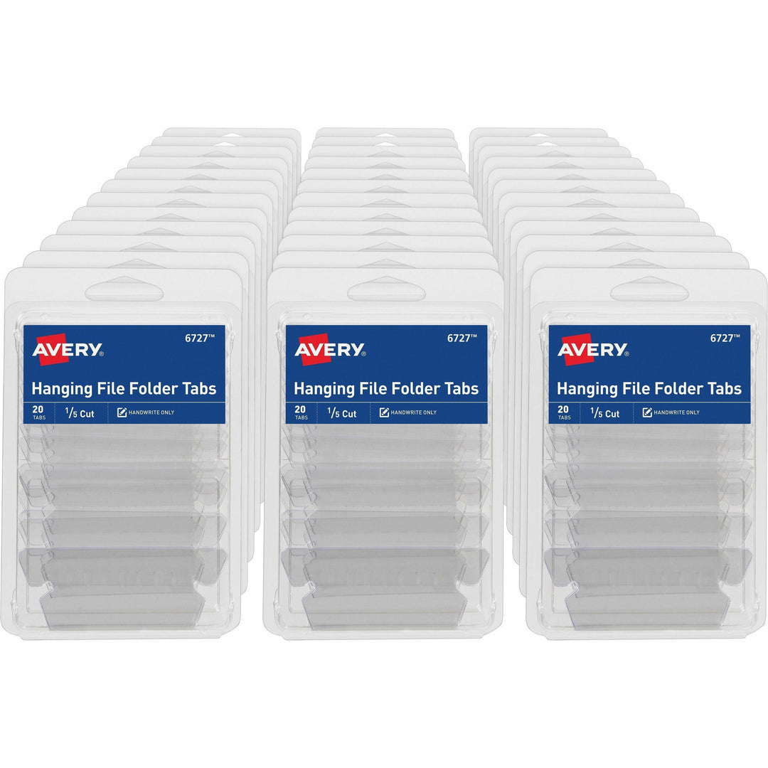 Image of Avery® Hanging File Tabs, 1/5-Cut, Perm, 20/PK, 36/CT, Clear