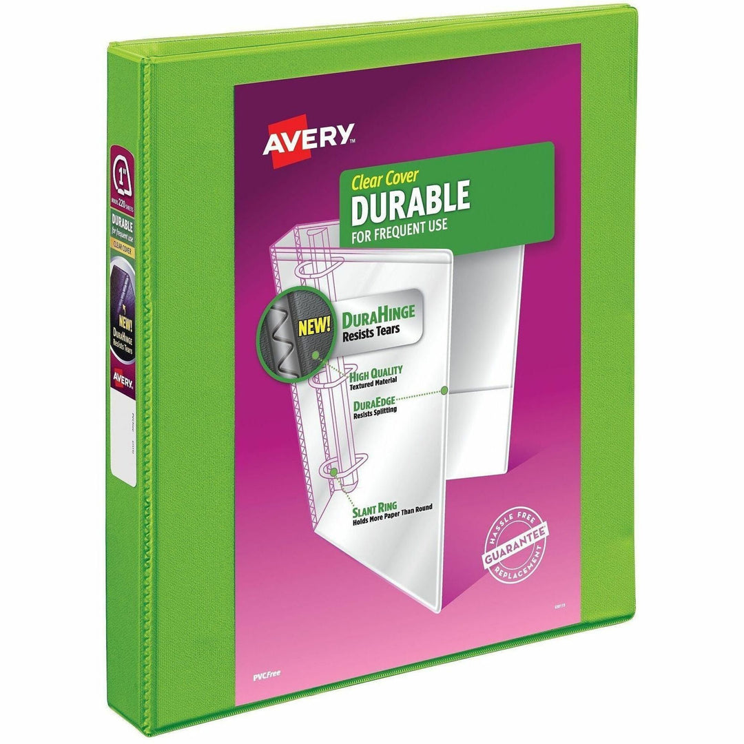 Image of Avery Durable View 3 Ring Binder, 1 Inch Slant Rings, 1 Green Binder (17832)