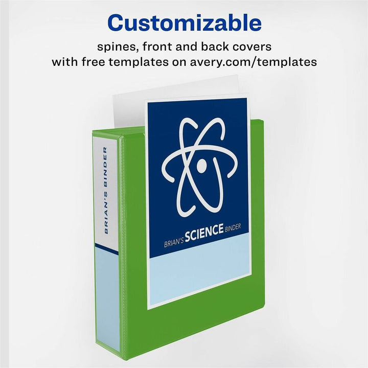Image of Avery Durable View 3 Ring Binder, 1 Inch Slant Rings, 1 Green Binder (17832)
