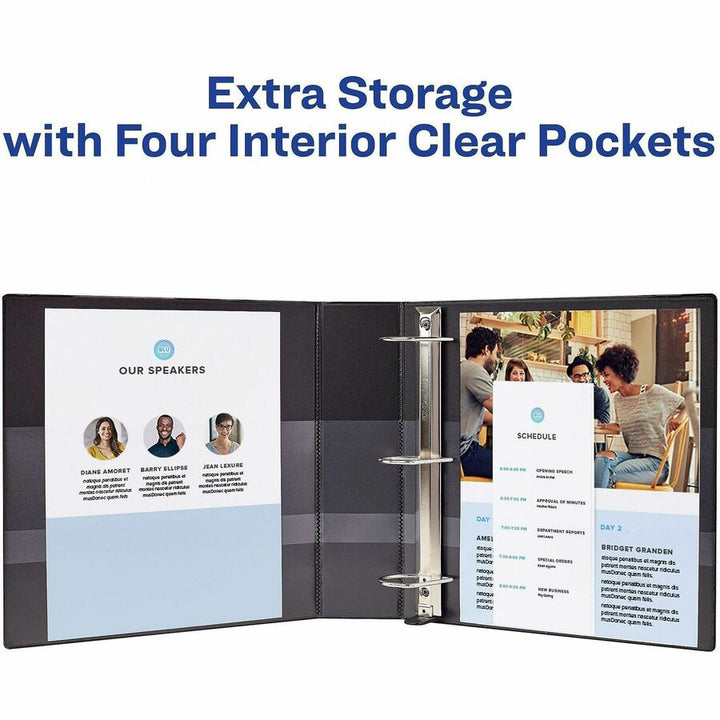 Image of Avery® Heavy-Duty View 3 Ring Binders, 2" One Touch Slant Rings, 4 White Binders (79790)