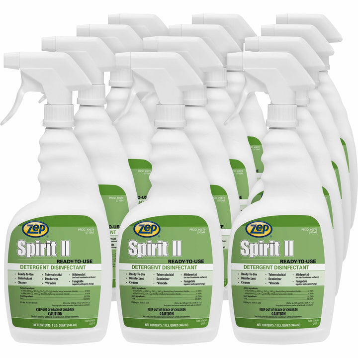 Image of Zep Commercial® Detergent Disinfectant, Ready-to-Use, 1 QT, 12/CT, Multi