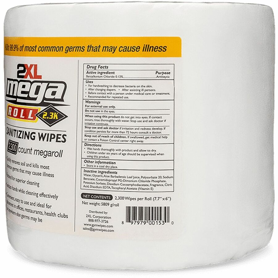 Image of 2XL Sanitizing Wipes, FDA Approved, 8"x6", 2300/RL, WE