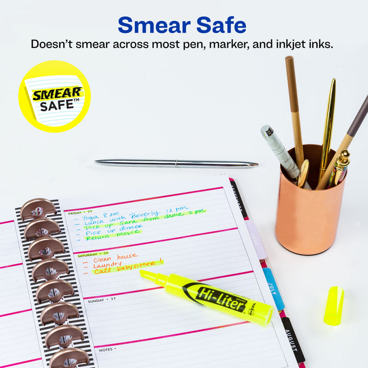 Image of Avery® Hi-Liter Desk-Style Highlighters, Fluorescent Yellow Ink, Chisel Tip, Yellow/black Barrel, 200/box