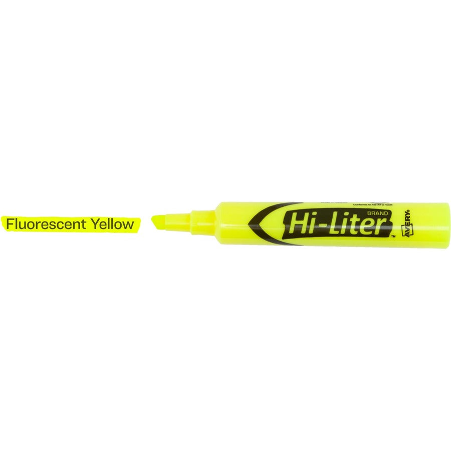 Image of Avery® Hi-Liter Desk-Style Highlighters, Fluorescent Yellow Ink, Chisel Tip, Yellow/black Barrel, 200/box