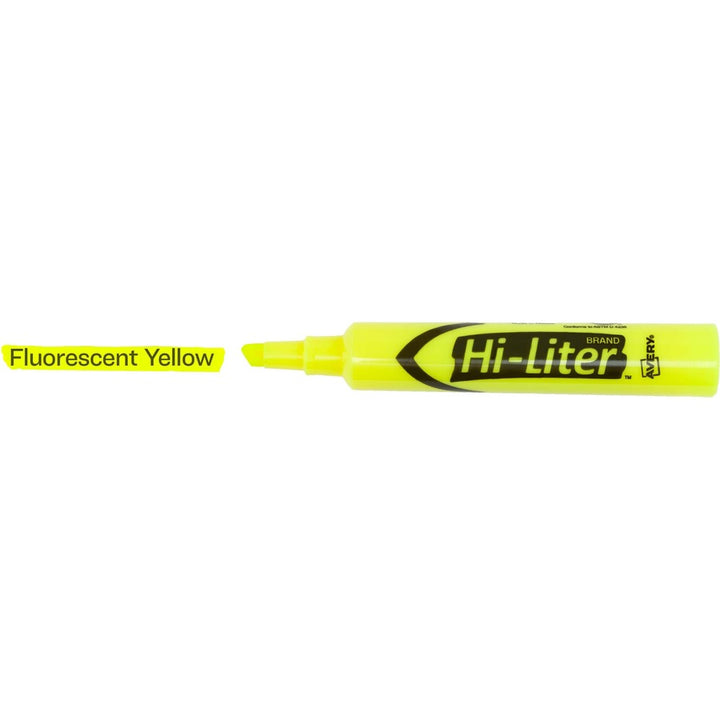 Image of Avery® Hi-Liter Desk-Style Highlighters, Fluorescent Yellow Ink, Chisel Tip, Yellow/black Barrel, 200/box