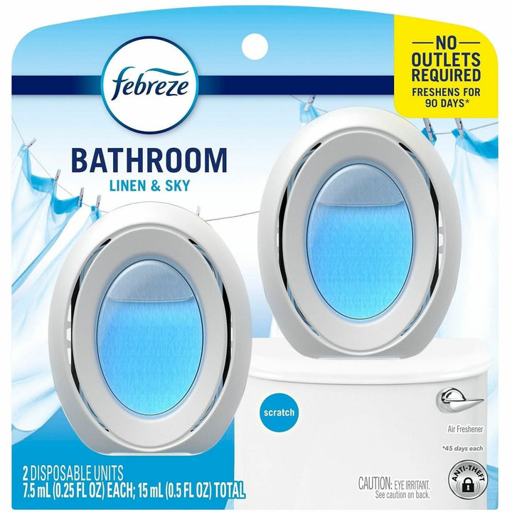 Image of Febreze smallSPACES 55868 Small Spaces Disposable Air Fresheners, Liquid, 25 fl oz (0.8 quart), Linen & Sky, 45 Day, 2 / Pack