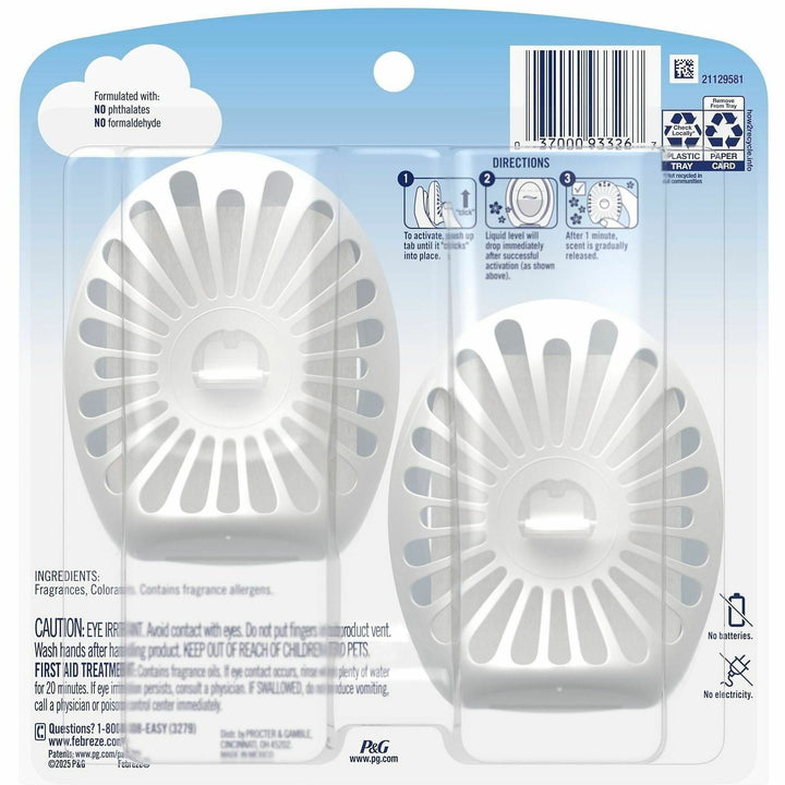 Image of Febreze smallSPACES 55868 Small Spaces Disposable Air Fresheners, Liquid, 25 fl oz (0.8 quart), Linen & Sky, 45 Day, 2 / Pack