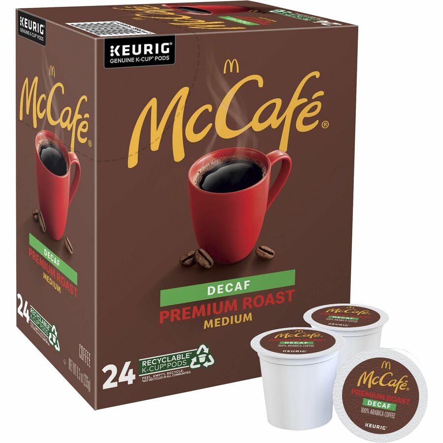 Image of McCafè® 8044 Decaf Premium Roast Coffee, Compatible with Keurig Brewer, Medium, K-Cup, Premium Roast, Decaffeinated, 24 / Box