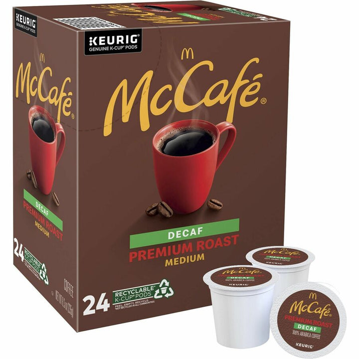 Image of McCafè® 8044 Decaf Premium Roast Coffee, Compatible with Keurig Brewer, Medium, K-Cup, Premium Roast, Decaffeinated, 24 / Box