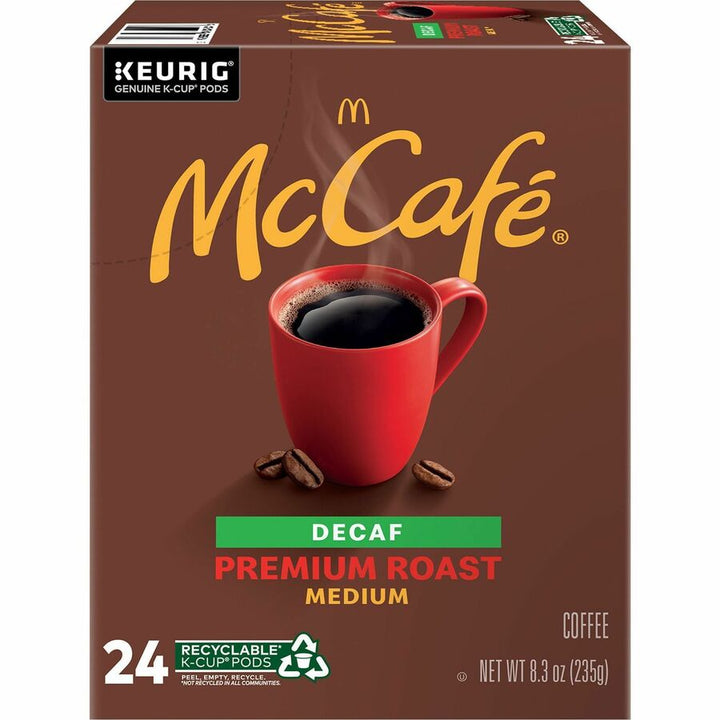 Image of McCafè® 8044 Decaf Premium Roast Coffee, Compatible with Keurig Brewer, Medium, K-Cup, Premium Roast, Decaffeinated, 24 / Box