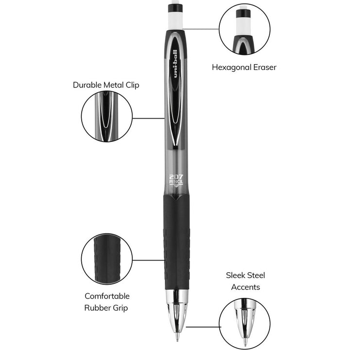 Image of uniball® 207 Mechanical Pencil, 0.7 Mm, Hb (#2), Black Lead, Black Barrel, Dozen