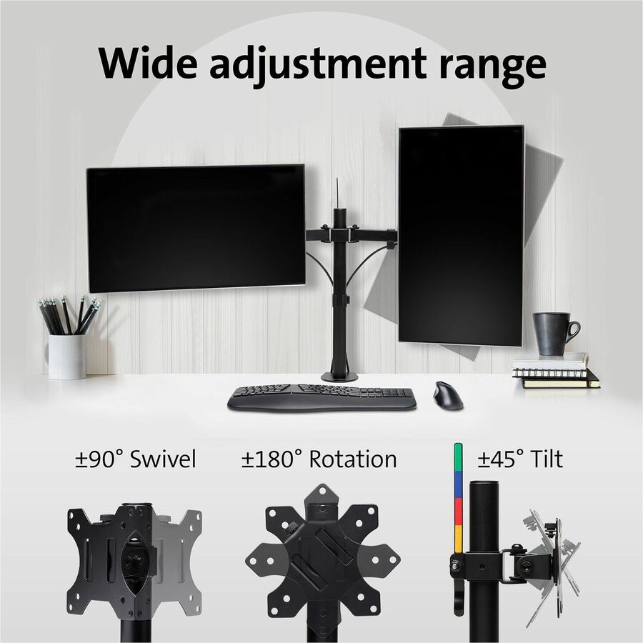 Image of Kensington® Monitor Arm,Dual,SmartFit,C-Clamp,15-7/10"H,GY