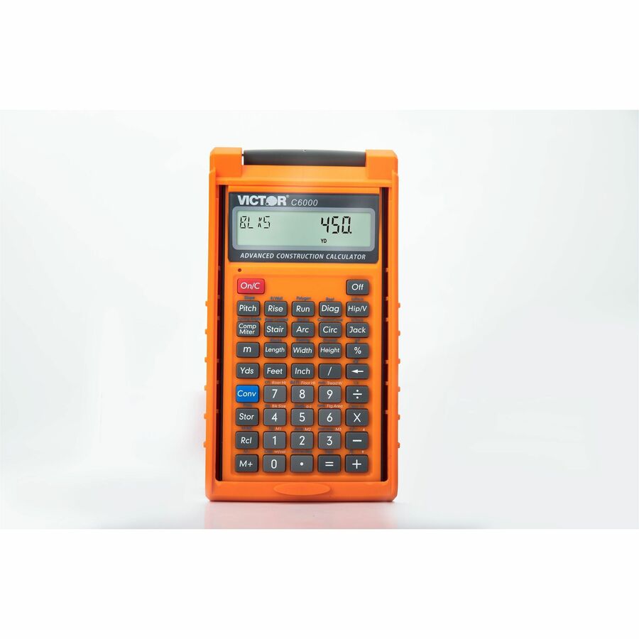 Image of Victor C6000 Simple Calculator, 0.31", LCD, Battery Powered, 2 x LR44, 6.5" H x 3.5" W x 0.8" Depth, Orange, 1 Each