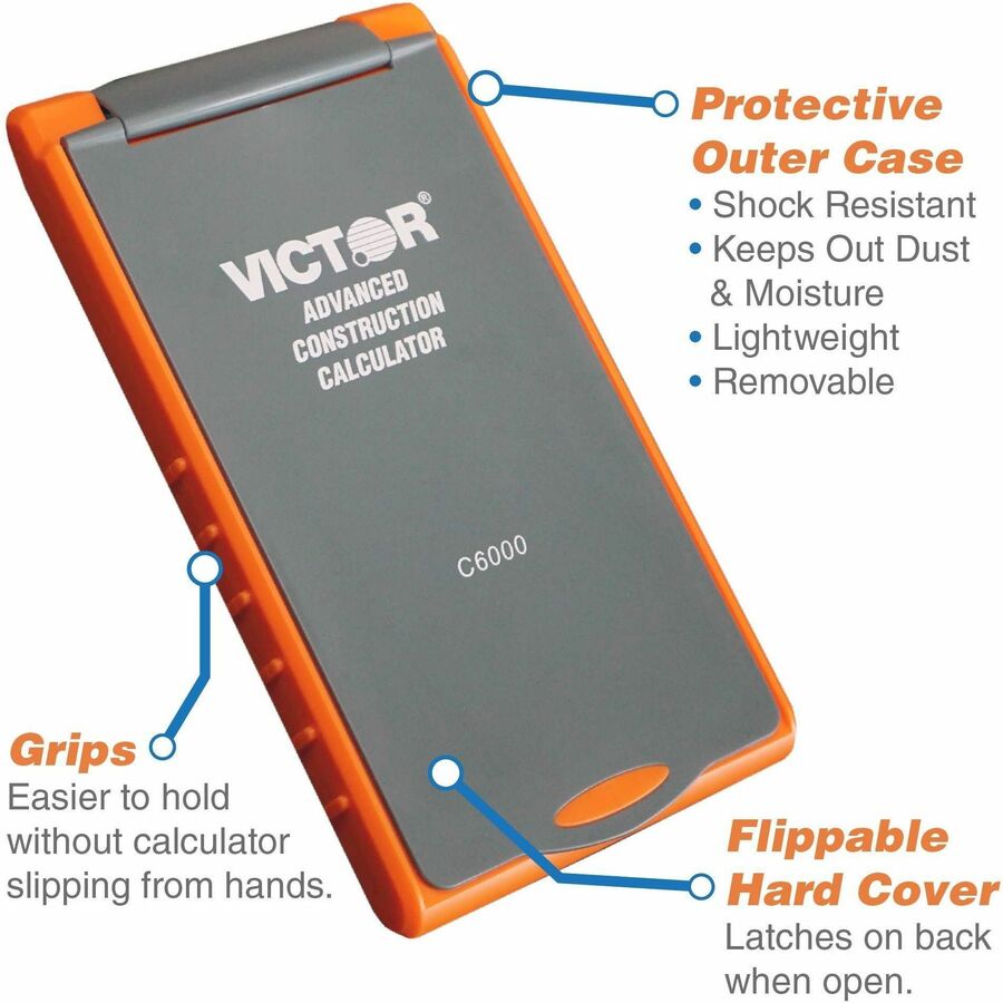 Image of Victor C6000 Simple Calculator, 0.31", LCD, Battery Powered, 2 x LR44, 6.5" H x 3.5" W x 0.8" Depth, Orange, 1 Each